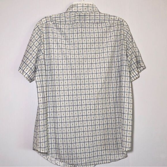 Kmart Shirt Mens XL White Vintage 70s Pointed Collar Button Up Geometric Check - Picture 9 of 12